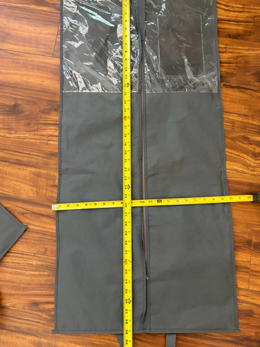 Lot Of 4 Grey Garment Bags with Clear ID Pockets and zipper in back for storage